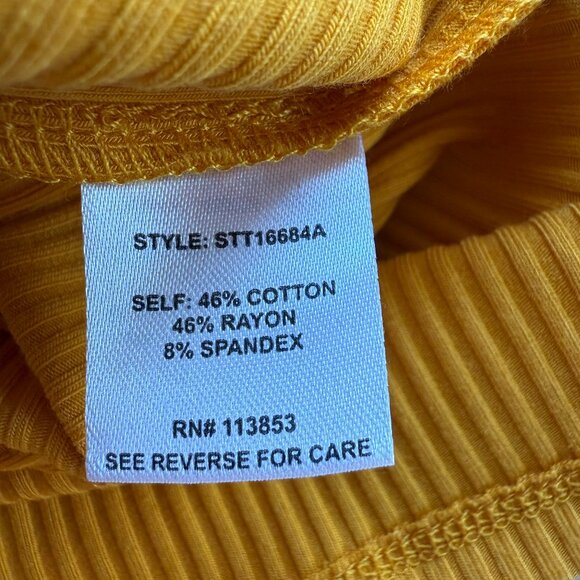 Sugarlips Starburst Yellow Ribbed Top W/ Puff Sleeves, Shirt - Picture 11 of 11